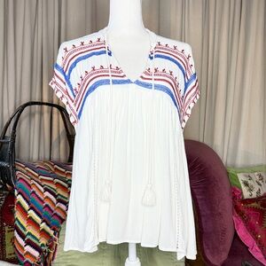 Embroidered Gauzy Top-Lovestitch